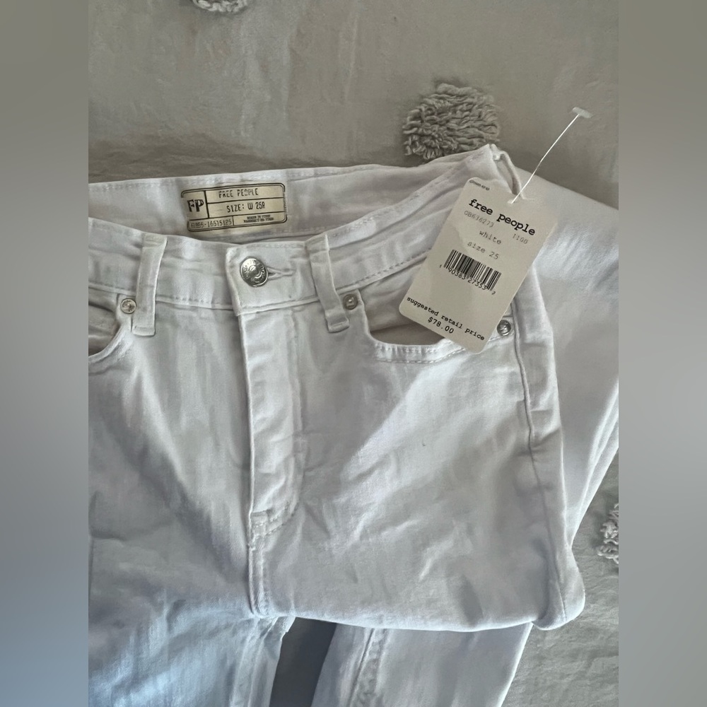 Free People White Ripped Skinny Jeans